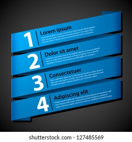 Blue paper numbered banners. Vector design template.