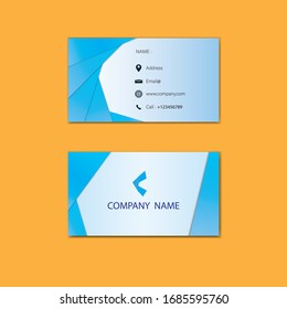 Blue paper pattern business card. Orange background.