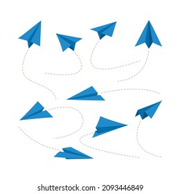 Blue Paper Plane Flying Collection.