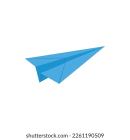 Blue paper plane flying. Message has been sent. Delivering a message. Vector illustration.