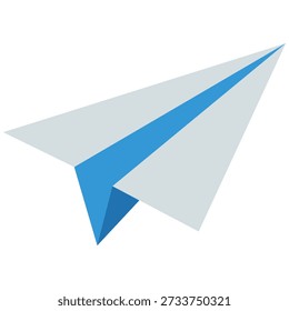 Blue paper plane icon symbolizing childhood creativity, imagination, and flying dreams