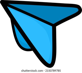 Blue paper plane illustration, icon, logo, and cartoon vector