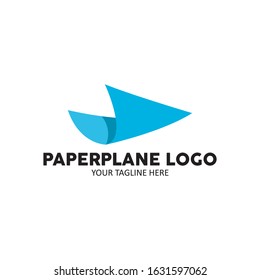 blue paper plane logo vector illustration
