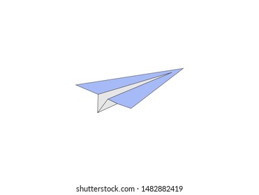 Blue paper plane on white background. Business and education concept