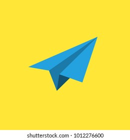 blue paper planes minimalist style on yellow background.