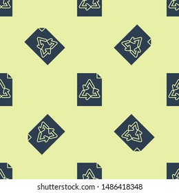 Blue Paper with recycle icon isolated seamless pattern on yellow background. Vector Illustration Blue Paper with recycle icon isolated seamless pattern on yellow background. Vector Illustration
