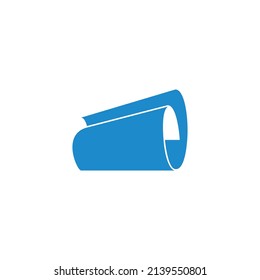 blue paper roll 3d flat geometric logo vector