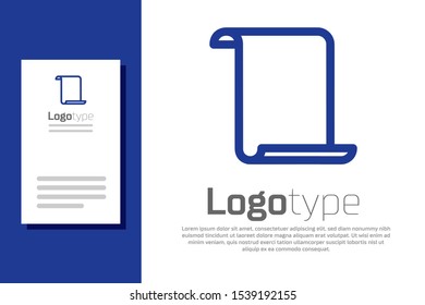 Blue Paper scroll icon isolated on white background. Canvas scroll sign. Logo design template element. Vector Illustration