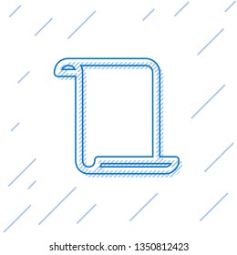 Blue Paper scroll line icon isolated on white background. Canvas scroll sign. Vector Illustration