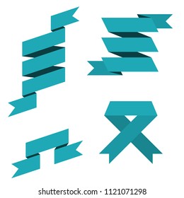 Blue paper scrolls. Set. Vector illustration isolated on white background