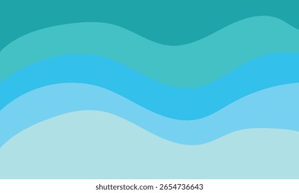 blue paper sea waves vector illustration. Abstract blue ocean background