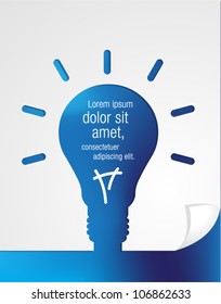 Blue paper in shape of light bulb idea