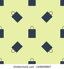 Blue Paper shopping bag icon isolated seamless pattern on white background. Package sign.  Vector Illustration