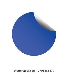 Círculo azul de la etiqueta engomada del papel con la esquina de pelado. Aislado en Vector blanco.