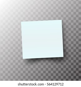 Blue  Paper Sticker Note Memo with shadow ready for your message  Isolated on transparent background. Empty note template for your design. Stock vector illustration.