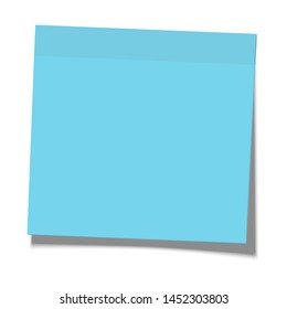 Blue paper sticky note glued to the surface isolated on white background. Vector illustration.