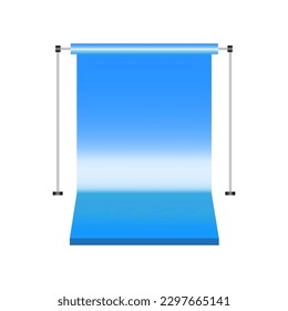 blue paper studio backdrop. Canvas studio in realistic style. Vector illustration.