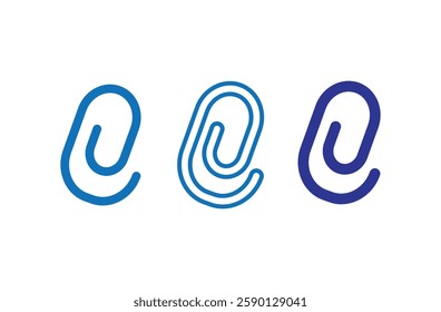 Blue Paperclip icon vector sign and symbol isolated on white background, Paperclip logo concept. Clip icon logo set vector. Eps file 19.