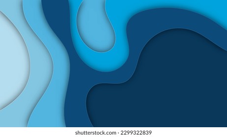 Fondo abstracto de papel azul. capa de diseño vectorial. tallado de forma orgánica. pancarta de la cubierta ondulada.