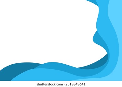 blue papercut background design, waving blue