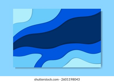 Blue Papercut River – Abstract Layered Flow Background
