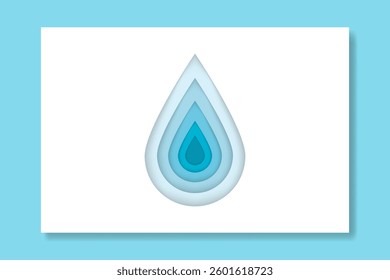 Blue Papercut Water Drop – Abstract Layered Droplet Design