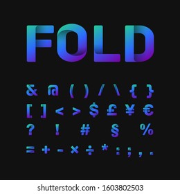 Blue paperfold typeset, vector illustration