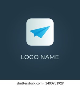 Blue paperplane application icon with isolated teal background