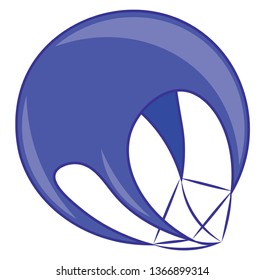 A blue parachute vector or color illustration
