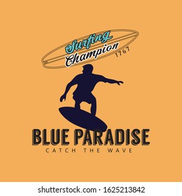 BLUE PARADISE new surf lover awesome text style typography t shirt design