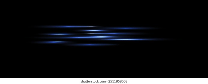 Blue parallel speed laser beam, light luminous ray lines with neon glowing effect. hi-tech design elements, Vector Shiny explosions of Flash light. Futuristic eps isolated on transparent background. 