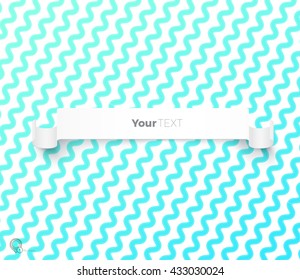 Blue Parallel Wavy Lines Wallpaper Vector Design with a Simple White Text Box