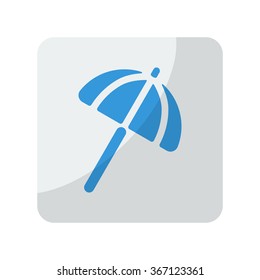 Blue Parasol icon on grey rounded square button on white