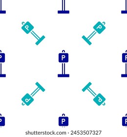 Blue Parking icon isolated seamless pattern on white background. Street road sign.  Vector