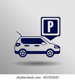 blue Parking icon on the gray background