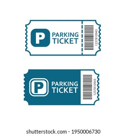 Blue parking ticket icon set symbol of pay for car.