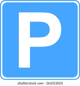 Blue Parking Traffic Sign With White P Vector