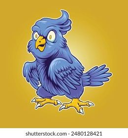 Blue Parot Character Cartoon for your work logo merchandise tshirt stickers