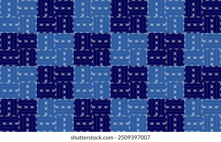 Blue parquet background, strip in parquet pattern seamless repeat style design for fabric printing or wallpaper or background, chessboard, square checkerboard Blue parquet background, strip in parquet