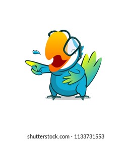 Blue Parrot Bird mascot character. Vector Illustration