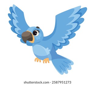 Blue Parrot Bird as Tropical Animal and Wild African Fauna Vector Illustration