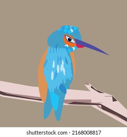 The blue parrot, bright sea colour on the branch.