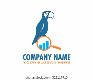 blue parrot macaw bird perched in the diagram chart cartoon character logo icon