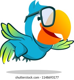Blue Parrot Mascot Character