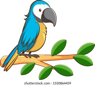 Blue parrot on white background illustration