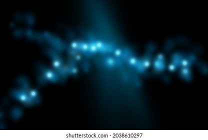 Fondo de partícula azul. Efecto de la luz borrosa. Resumen de textura de bokeh. Partículas desenfocadas en negro.