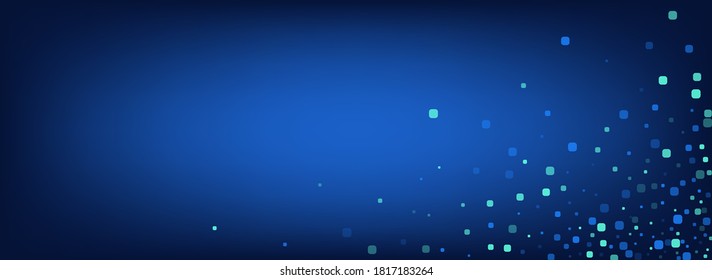 Blue Particle Carnaval Panoramic Vector Blue Background. Independence Cell Invitation. Celebrate Confetti Banner. Turquoise Top Wallpaper.