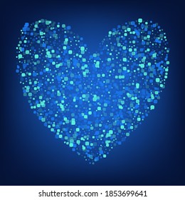 Blue Particle Celebrate Blue Vector Background. Abstract Cell Wallpaper. Invitation Square Pattern. Turquoise Top Card.