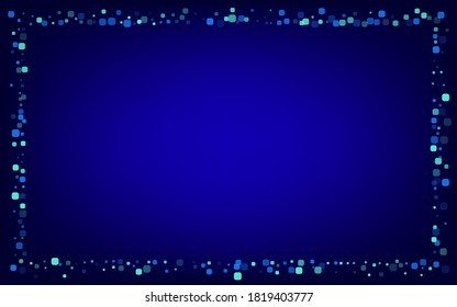 Antecedentes del vector azul de celebración de partículas azules. Ilustración de celda volante. Top Rhombus Card. Invitación turquesa.