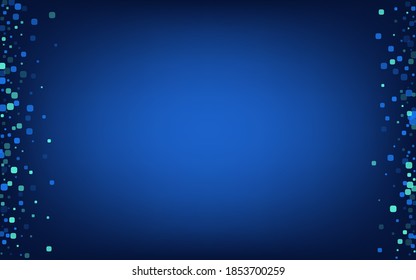 Blue Particle Effect Blue Vector Background. Celebrate Cell Invitation. Decoration Rhombus Backdrop. Turquoise Celebration Pattern.
